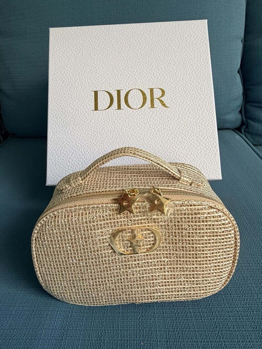 Dior Gold Makeup Pouch Clutch Bag Limited Edition Holiday Christmas